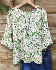 Green Meadow Bell Sleeve Top
