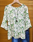 Green Meadow Bell Sleeve Top
