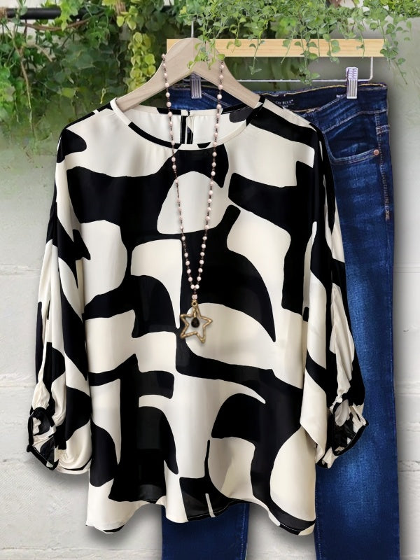 Bold Contrast Swing Blouse