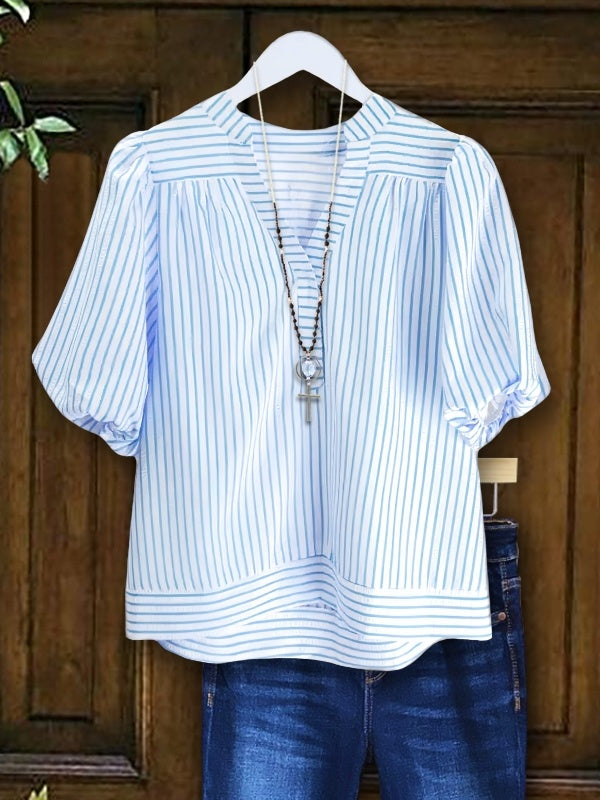 Skyline Stripe Puff Sleeve Top