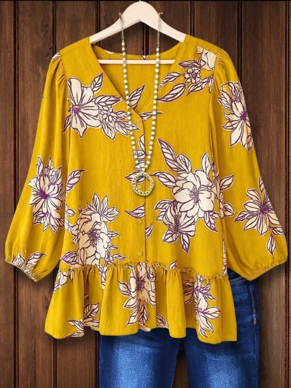 Sunshine Bloom Peplum Top