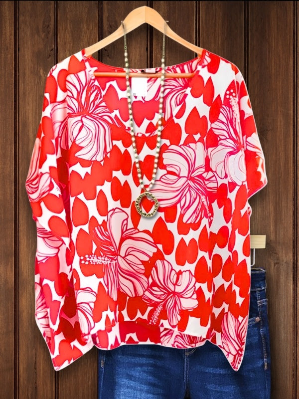 Floral Heart Print Blouse