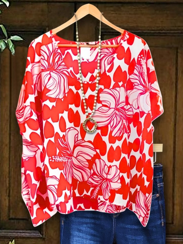 Floral Heart Print Blouse