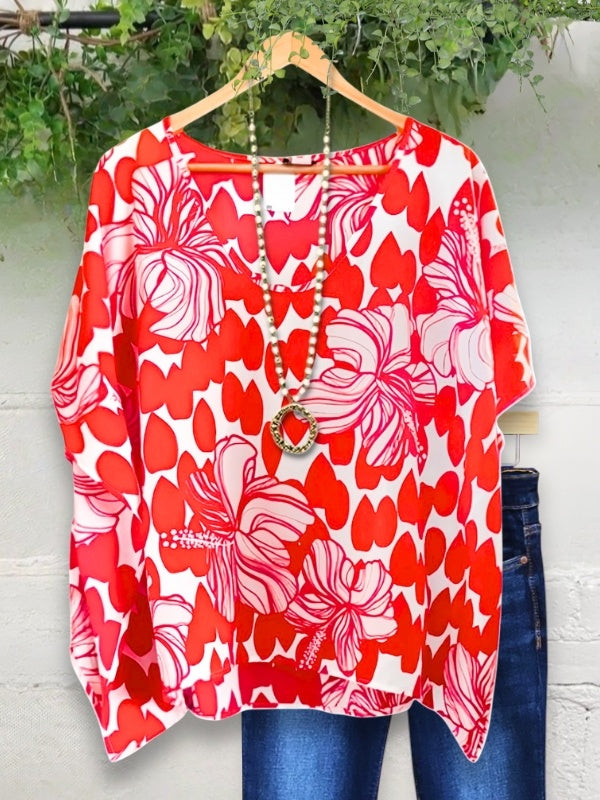 Floral Heart Print Blouse