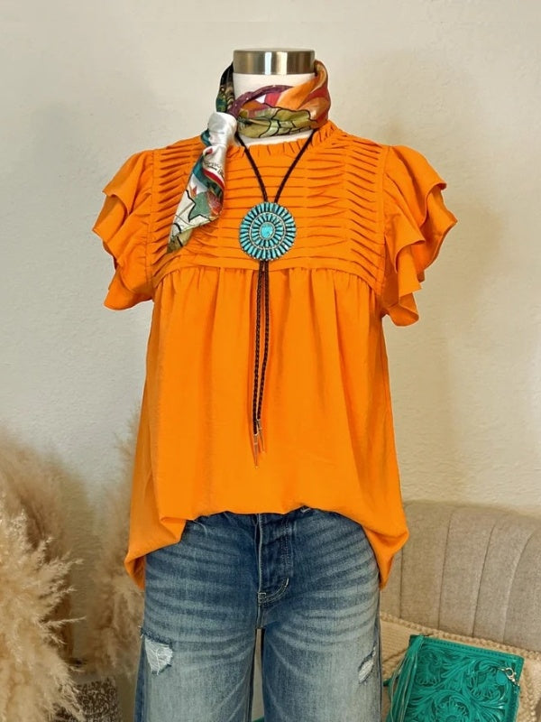 Sunburst Ruffle Yoke Top