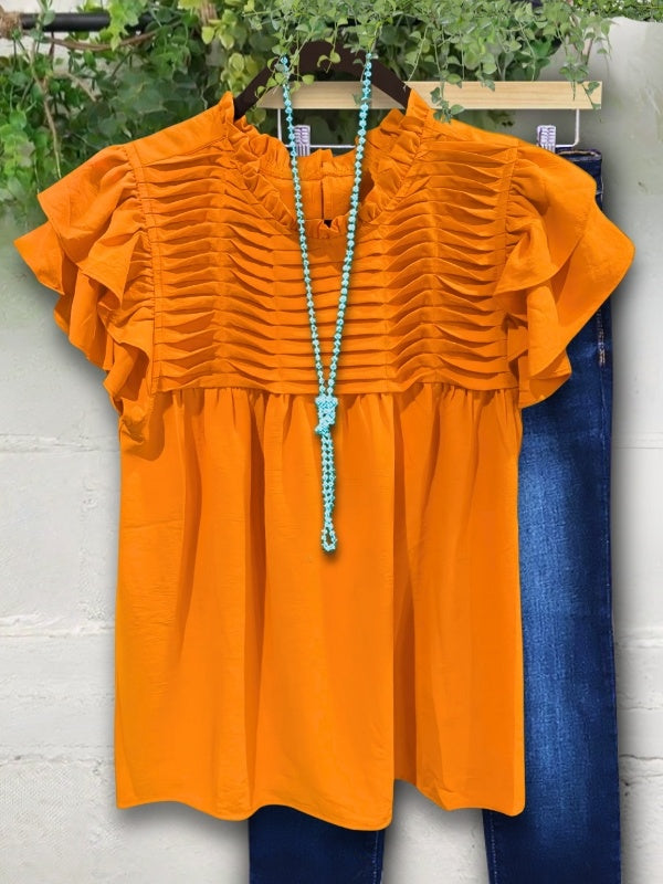 Sunburst Ruffle Yoke Top