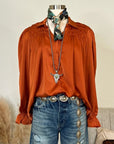 Rust Valley Button Blouse