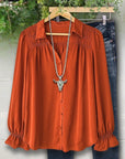 Rust Valley Button Blouse