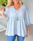 Cozy V-Neck Puff Sleeve Babydoll Top