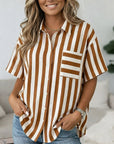 Striped Collared Button-Up Shirt