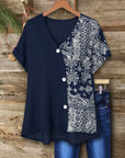 Paisley Colorblock V-Neck Top
