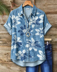 Floral Denim Button-Up Shirt