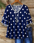 Polka Dot Flutter Sleeve V-Neck Tee