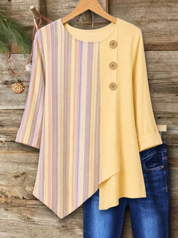 Colorblock Stripe Asymmetrical Tunic