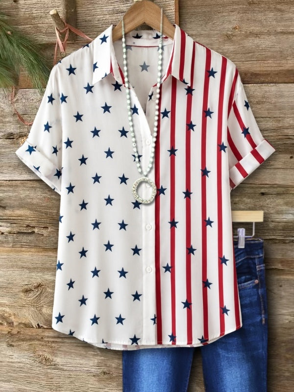 Patriotic Star Stripe Button Shirt