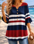Patriotic Stripe Ruffle Sleeve Tunic