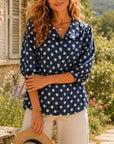 Polka Dot Peter Pan Collar Puff Sleeve Top