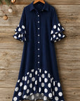 Polka Dot Ruffle Sleeve Maxi Dress
