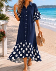 Polka Dot Ruffle Sleeve Maxi Dress