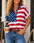 American Flag Short Sleeve Button Shirt