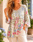 Lace Trim Floral Peplum Blouse