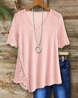 Blush Lace Sleeve V-Neck Tunic Top