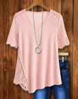 Blush Lace Sleeve V-Neck Tunic Top
