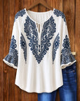 Paisley Print Tie-Neck Flutter Sleeve Blouse