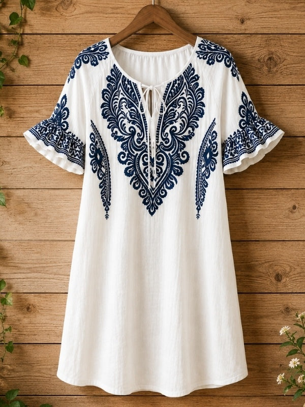 Paisley Print Flutter Sleeve Mini Dress