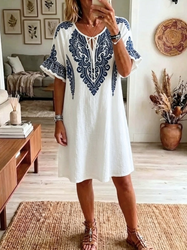 Paisley Print Flutter Sleeve Mini Dress