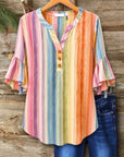 Pastel Stripe Button-Front Shirt