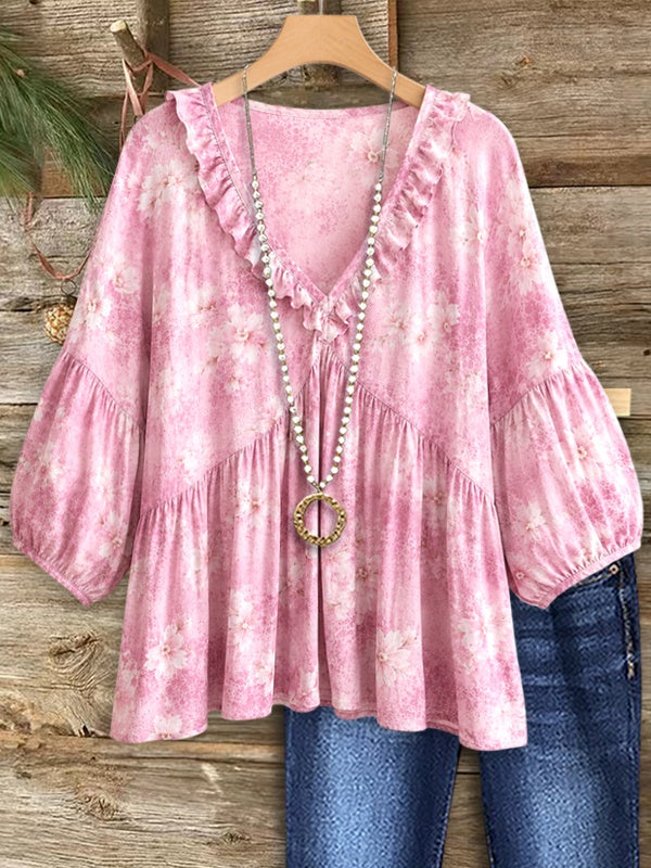 Blushing Meadow Ruffle Top