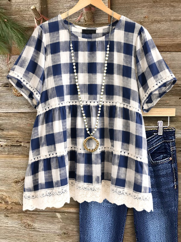 Coastal Cottage Plaid Top