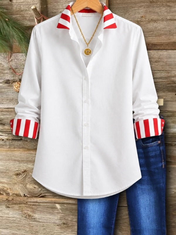 Contrast Collar Button-Up Shirt