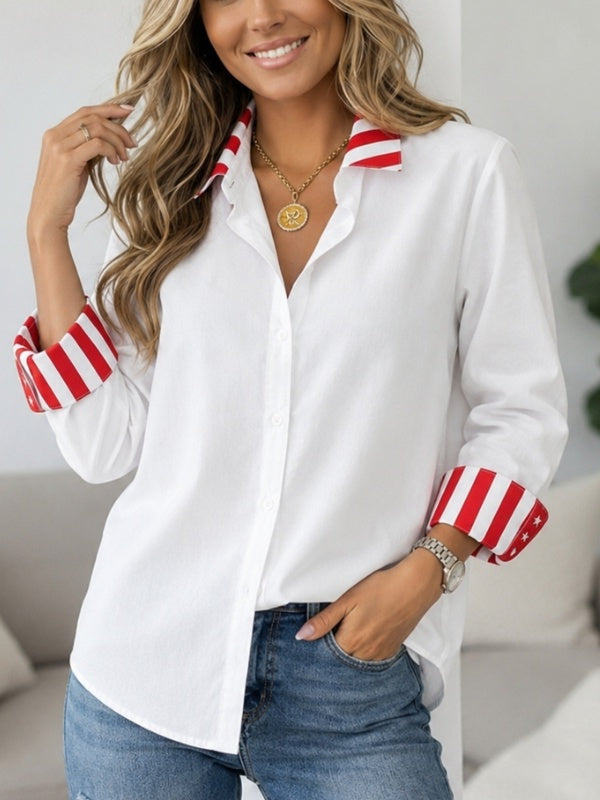 Contrast Collar Button-Up Shirt