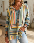 Striped Hooded Kangaroo Pocket Pullover