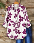 Floral Print Roll-Tab Collar Shirt