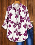 Floral Print Roll-Tab Collar Shirt