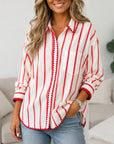 Contrast Trim Striped Button-Up Shirt