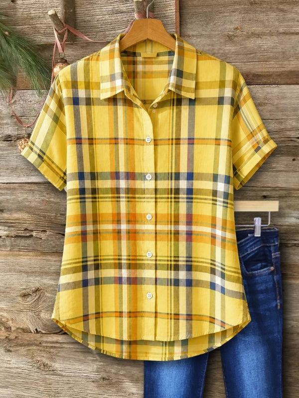 Plaid Short Sleeve Button-Up Shirt