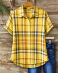 Plaid Short Sleeve Button-Up Shirt