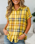 Plaid Short Sleeve Button-Up Shirt