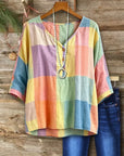 Playful Plaid Crinkle Fabric Tunic Top
