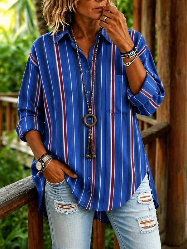 Fresh Striped Relaxed Longline Button Shirt