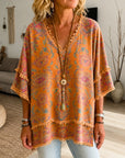 Bohemian Paisley Print Fringe Relaxed Top
