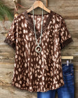 Refined Leopard Print Satin Lace Top