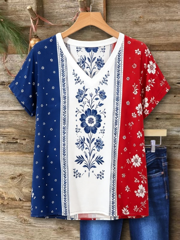 Heritage Floral Print V-Neck Tunic