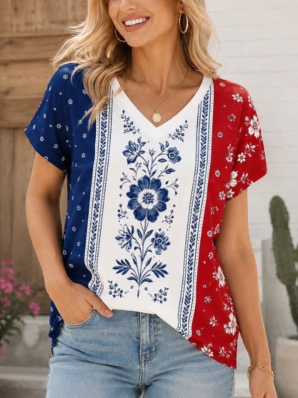 Heritage Floral Print V-Neck Tunic