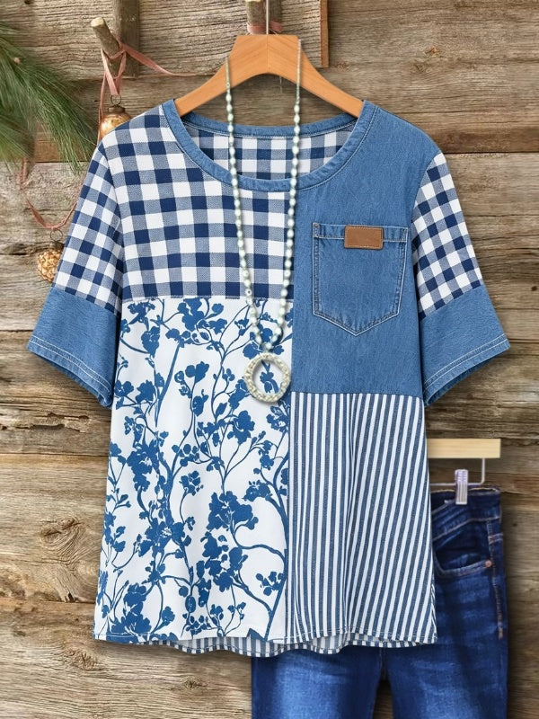 Rustic Mixed Pattern Patchwork Tunic