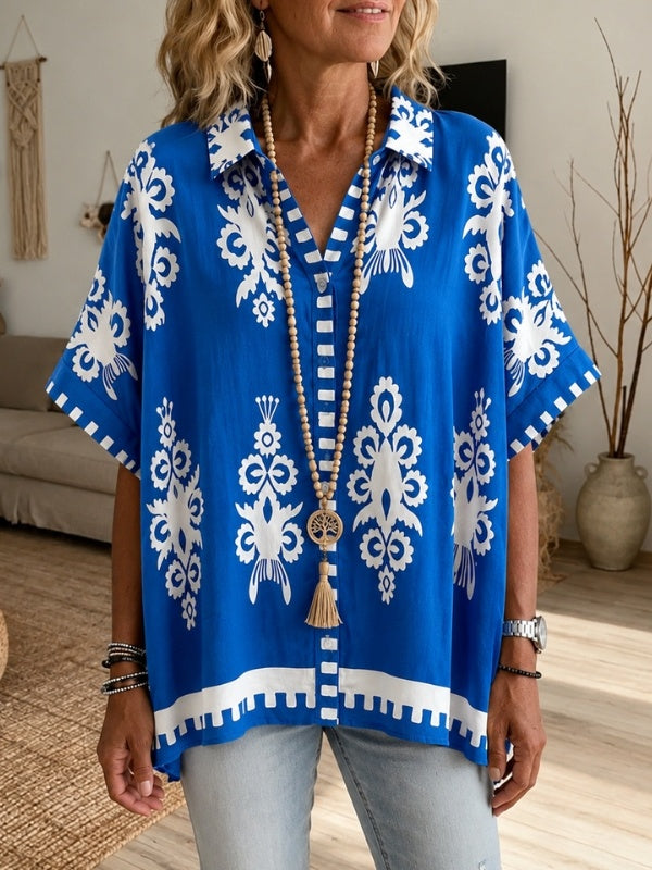 Resort Medallion Print Button Tunic